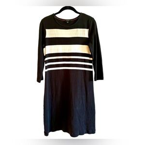 TALBOTS, BLACK & WHITE SHIFT DRESS IN 100% COTTON. SIZE S